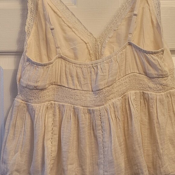 💎NWOT American Eagle Babydoll Tank Top Cream Cotton with Lace Trim - Picture 5 of 8